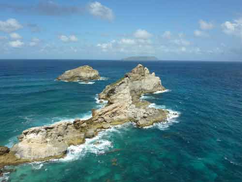 Îlots rocheux de la pointe des Châteaux vus depuis le belvédère, Guadeloupe